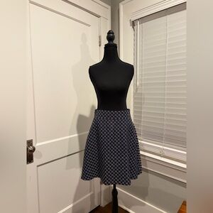 Ann Taylor Navy Patterned Skater Skirt